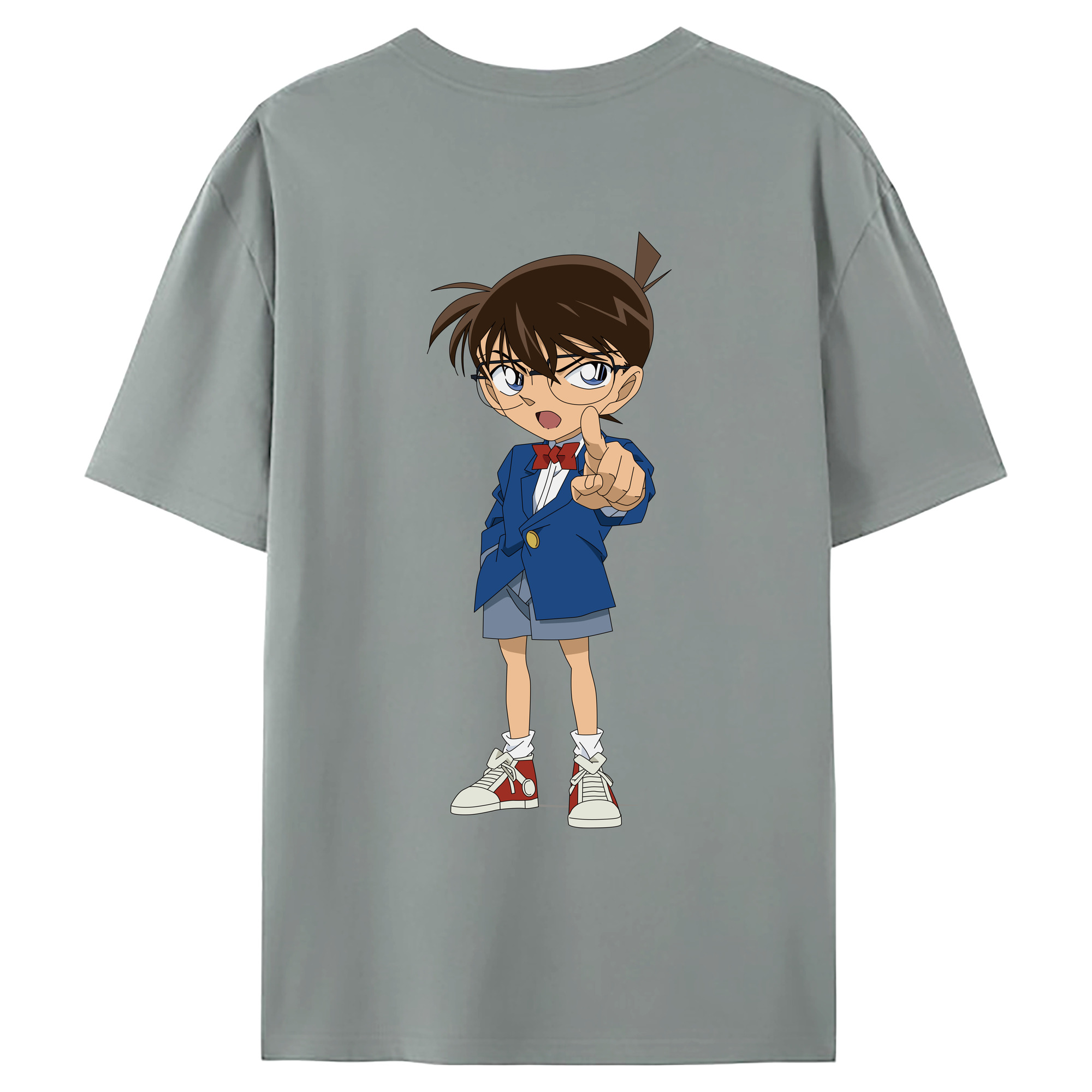 （画像用） 名探偵コナン 江戸川 コナン Detective Conan Conan Edogawa 綿100％ メンズ半袖Tシャツ（バックプリント） 通気性